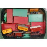 Nine post-war Hornby wagons all boxed: No. 50 Saxa (VG), No. 50 Shell Lubricating Oil (G), No. 50