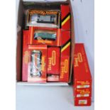 Large shoebox containing approx 16 Triang/Hornby/Mainline wagons and one coach, overall (G-BG)