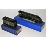 Two Hornby-Dublo 3-rail locos: EDL11 Silver King loco & tender, green gloss, each side of body has a
