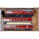 Three made-up ACE Trains LMS Stanier coach kits - restaurant car 4799, 1st/3rd 4195 and Br/3rd