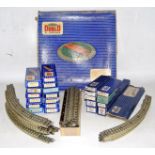 Hornby Dublo 3-rail track as removed from layout including 12 large radius curves, 7 electric