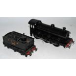 Bassett-Lowke standard tender loco 3 rail 12v DC with non original tender, total repaint black
