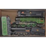 Two Triang and a Lima steam locomotives LNER repainted green 'Flying Fox' class B12 mixed livery and