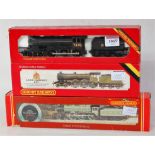 3 Hornby locomotives R053 LNER green 'Manchester United' (G-BF), R866 LNER green class B12 (G-BG)