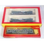 Two small trays containing quantity of Hornby car transporters including boxed R6397, R342, R563 (