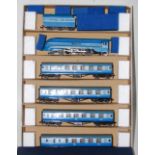 LMS streamlined Coronation loco, tender and four coaches, all made from Hornby-Dublo items for 3-