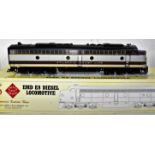 Aristocraft EMD E8 Co-Co diesel loco 'Atlantic Coast Line' No. 500 silver and purple with yellow