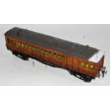 1925-39 Hornby Metropolitan coach E, br/comp, roller pick-ups, noticeable marks overall and one