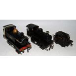 Two Hornby 0-4-0 clockwork locos - 1922-3 No. 1 tank, plain black no number, 'Zulu' on tanks,