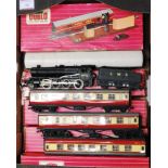 One Wrenn loco and 9 Hornby Dublo coaches: 2-8-0 LMS 8042 black for 2-rail, pony wheels changed (G),