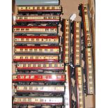 Collection of 23 Hornby-Dublo coaches, some with metal wheels others with plastic, quality varies (