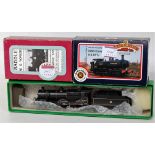 Three locos: Hornby Compound 4-4-0 lined black BR 40907 some light weathering with Fowler tender,