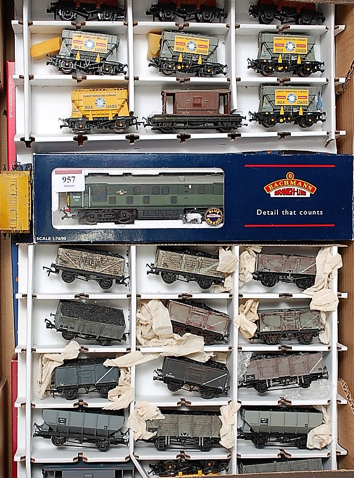 Tray containing a cement train, mineral train and loco. Bachmann 32-427 class 24 Bo-Bo diesel