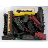 2 boxes containing a delve of locomotives, tenders, motors, chassis bodies, etc for spares and