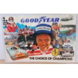 A double royal size Goodyear "The Choice of Champions" 1976 poster depicting Niki Lauda surrounded