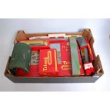 Tray of mixed Triang and other railways, RO train set, NATO helicopter car, 2 coaches, 3 wagons,