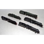 Tray containing 5 unboxed engines and tenders, details added to some Hornby 'Firth of Clyde',