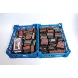 Two trays containing 70+ loose mixed makes goods wagons, some with loads added, a good selection (