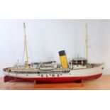 A wooden and kit built model of a ELBE River Steam Ferry, finished in red and white, for Radio