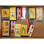 Seven various boxed Matchbox accessory and 1/75 series trailers and vehicle attachments to include a