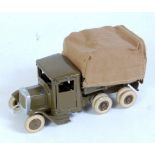 A Britains pre-war No.1433 covered army tender, pre-war version, finished in military drab green