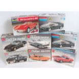 Eight various boxed as issued 1/24 and 1/25 scale Monogram, Revell, and AMT/ERTL plastic Classic Car