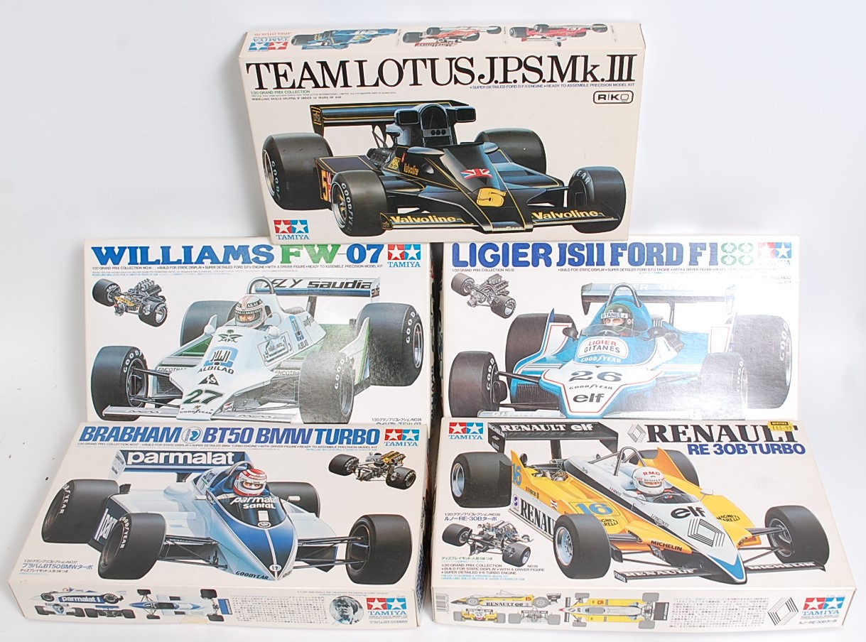 Five various boxed as issued Tamiya 1/20 scale F1 Classic Car kits, all appear as issued to