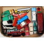 One tray containing a quantity of various playworn and repainted Dinky Toy and other diecasts to
