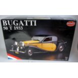 A Pocher 1/8 scale plastic, diecast, white metal and leather model car kit for a 1/8 scale Bugatti