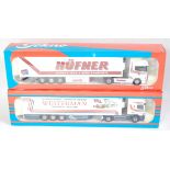 A Tekno 1/50 scale road transport diecast group to include a Westerman Scania 164 tractor unit