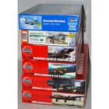 Two boxes containing 17 various mixed scale plastic military kits, mixed manufacturers to include