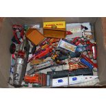 One tray containing a quantity of various playworn Dinky Toy, lead flat, tin plate and other diecast