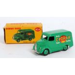A Dinky Toys No. 454 Cydrax Trojan delivery van comprising green body with matching hubs and