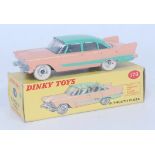 Dinky Toys, 178 Plymouth Plaza, light pink body with light green roof and side flash, spun hubs with