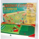 A Snooker Express by Subbuteo, appears complete, comprising of two player figures (1 a replacement