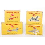 Four various boxed Dinky Toy aircraft to include No. 715 Bristol 173 helicopter, No. 735 Gloster
