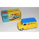 A Corgi Toys No. 422 Bedford Corgi Toys delivery van comprising yellow body with blue roof and Corgi