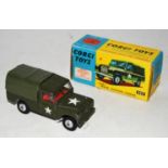 A Corgi Toys No. 357 military Land Rover weapons carrier comprising military drab green body, with