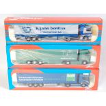 A Tekno boxed 1/50 scale road transport diecast group to include an E Vaigle Scania Topline