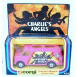 A Corgi Toys No. 438 Charlie's Angels custom van, comprising of pink body with chrome hubs and