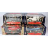 Nine various boxed as issued 1/18, 1.16, and 1.20 scale Bburago diecast models, all appear as