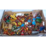 One tray containing a large quantity of mixed a/f diecast and lead hollow cast farming miniatures to