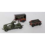 Three various loose Dinky Toys diecasts to include a No. 33RD LMS railway trailer, No. 161B anti-