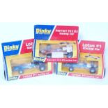 A Dinky Toys boxed racing car diecast group to include 2x No. 225 Lotus F1 racing car, both finished