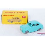 A Dinky Toys No. 160 Austin A30 saloon comprising of turquoise body with grey plastic wheels in