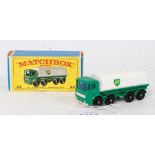 A Matchbox 1/75 series No. 32A Leyland petrol tanker comprising of dark green cab and chassis with