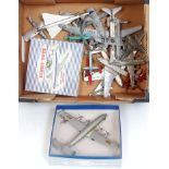 One tray containing a quantity of playworn Dinky Toys boxed and loose aircraft to include a