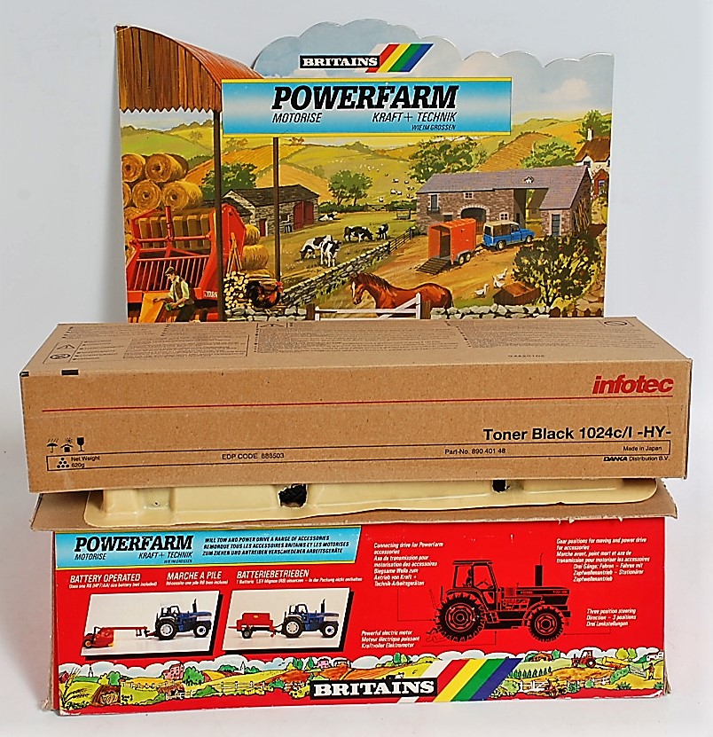 A Britains Power Farm battery operated shop display model of a rolling road, constructed in card