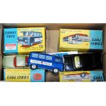 Four various boxed and playworn Corgi Toy diecasts, some boxes with minor damage, examples to