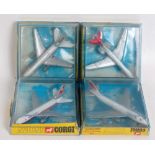 Four various plastic cased Corgi aircraft diecast models to include a No. 1315 Boeing 747 Jumbo, a